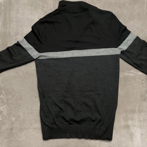 Express Merino Wool Blend Quarter Zip Sweater Men’s Medium Black Stripe Pullover - Picture 3 of 4